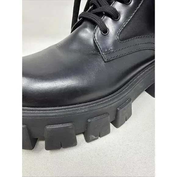 Prada Lug Sole Leather combat Boots Size 38